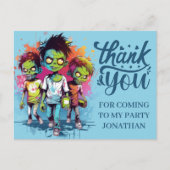 ゾンビをテーマにした男の子のハロウィン感謝カード ポストカード (正面)