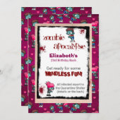 ゾンビアポカリプスをテーマにした誕生日パーティー招待状 招待状 (正面/裏面)