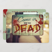 ゾンビアポカリプス我々は死んだレトロサインハロウィーン 招待状 (正面/裏面)