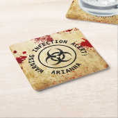 ゾンビアポカリプス誕生日 | ハロウィーン生物学的災害［有害物質］ スクエアペーパーコースター (アングル)