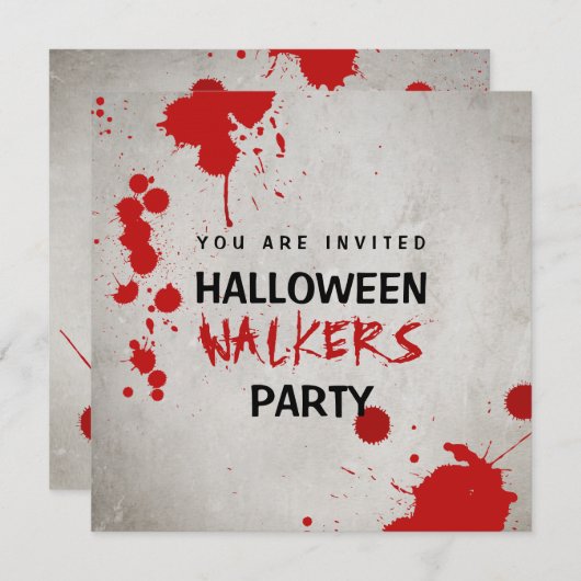 ゾンビウォーカー血に染まったハローウィンパーティ 招待状 (正面/裏面)