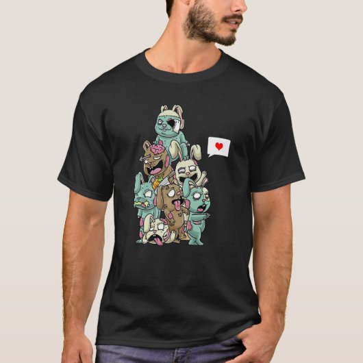 ゾンビウサギ 怖いハロウィンバニー Tシャツ (正面)