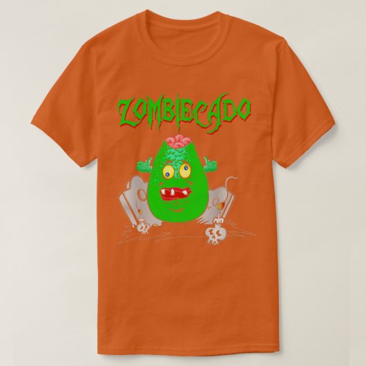 ゾンビエカドゾンビアボカドハロウィンおもしろい Tシャツ (デザイン正面)