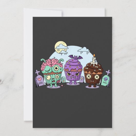 ゾンビカップケーキハロウィーン 招待状 (正面)