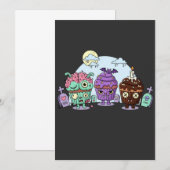 ゾンビカップケーキハロウィーン 招待状 (正面/裏面)