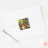 ゾンビカップルレトロ漫画 スクエアシール (封筒)