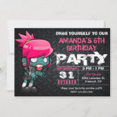 ゾンビガールハロウィンコスチューム誕生日招待状 招待状 (正面)