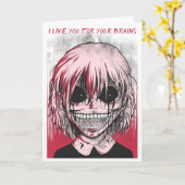 ゾンビガールホラーおもしろいスタイルバレンタインデー カード (黄色い花)