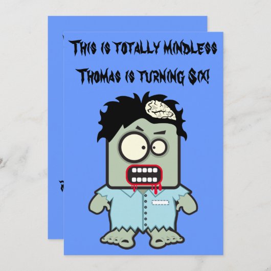 ゾンビキッズハロウィーン誕生日パーティー 招待状 (正面/裏面)