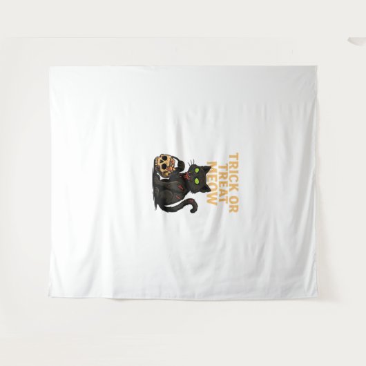 ゾンビキャット – トリックまたはトリートミオハロウィーンデザイン タペストリー (正面(横))