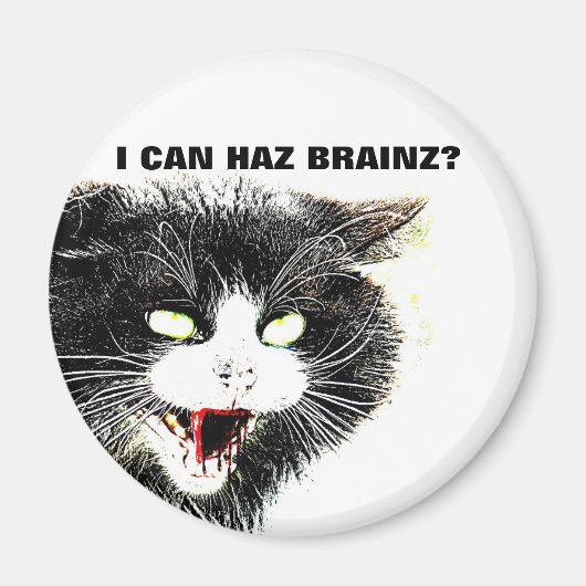 ゾンビキャットI can Haz Brainz Magnet マグネット (正面)