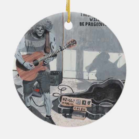 ゾンビギターロックミュージシャンファンタジーアートオーナメント セラミックオーナメント (裏面)