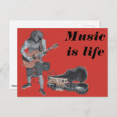 ゾンビギターロックミュージシャンファンタジーアートハガキ ポストカード (正面/裏面)