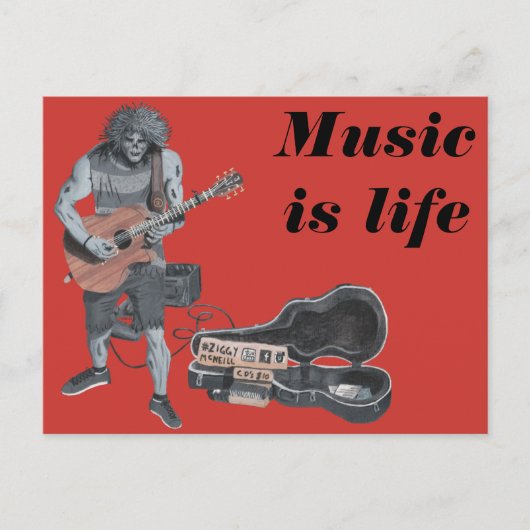 ゾンビギターロックミュージシャンファンタジーアートハガキ ポストカード (正面)