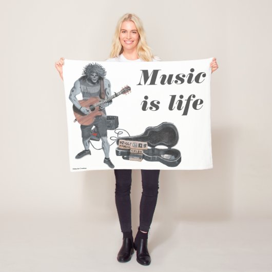 ゾンビギターロックミュージシャンファンタジーアートブランケット フリースブランケット (インサイチュ)