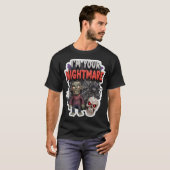 ゾンビクモの3Dイラストでお化け屋敷のようなハロウィーン Tシャツ (正面フル)