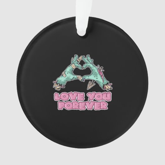 ゾンビクラシックーハート – スケルトンと手 オーナメント (正面)