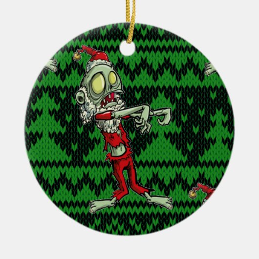 ゾンビクリスマスサンタ セラミックオーナメント (正面)