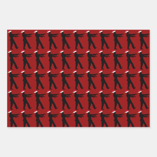 ゾンビクリスマスレッドおもしろいホリデイ ラッピングペーパーシート (正面)