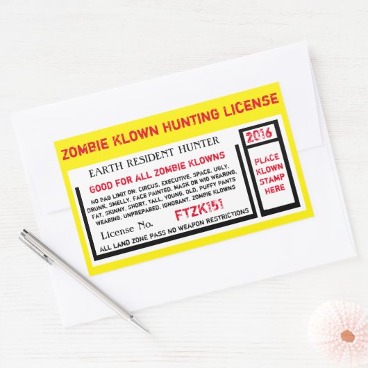 ゾンビクローン狩りライセンス 長方形シール (封筒)