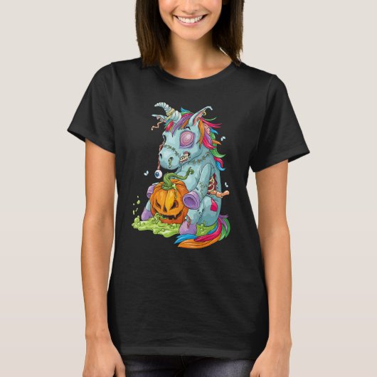 ゾンビコーン ゾンビユニコーン ハロウィン衣装 パンプキン Tシャツ (正面)