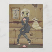 ゾンビゴシックガールかわいいハガキ完全に死んでいなネコ ポストカード (正面)