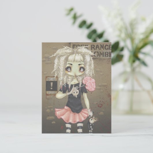 ゾンビゴシックガールカワイイ完全に死んでいなハガキ大目 ポストカード (スタンド正面)