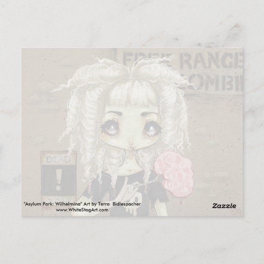 ゾンビゴシックガールカワイイ完全に死んでいなハガキ大目 ポストカード (裏面)