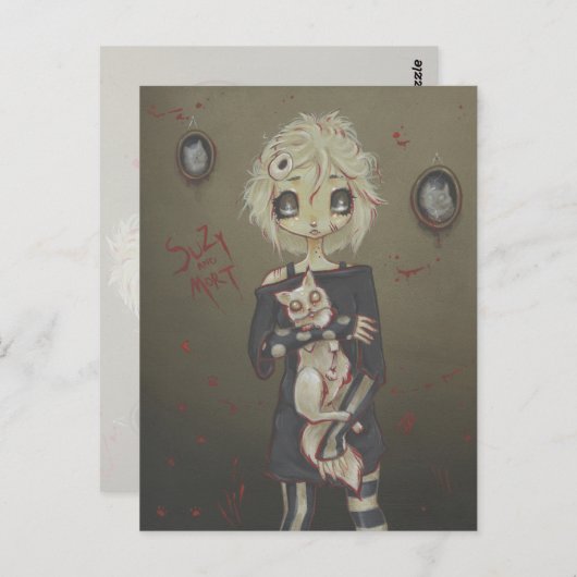 ゾンビゴシックガールカワイイ完全に死んでいなハガキ猫 ポストカード (正面/裏面)