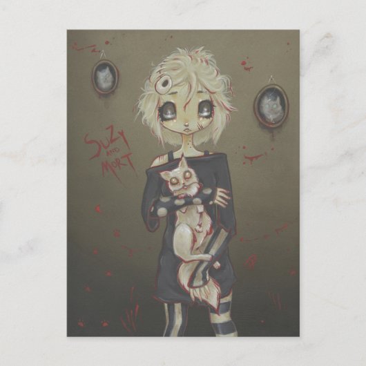 ゾンビゴシックガールカワイイ完全に死んでいなハガキ猫 ポストカード (正面)