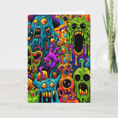 ゾンビサイケデリックスのハロウィーンとカラーリングページ カード (正面)