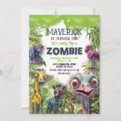 ゾンビサファリ動物の誕生日 招待状 (正面)