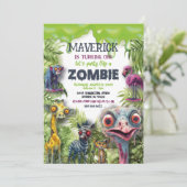 ゾンビサファリ動物の誕生日 招待状 (スタンド正面)