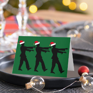 ゾンビサンタおもしろいグリーンクリスマスユーモア シーズンカード