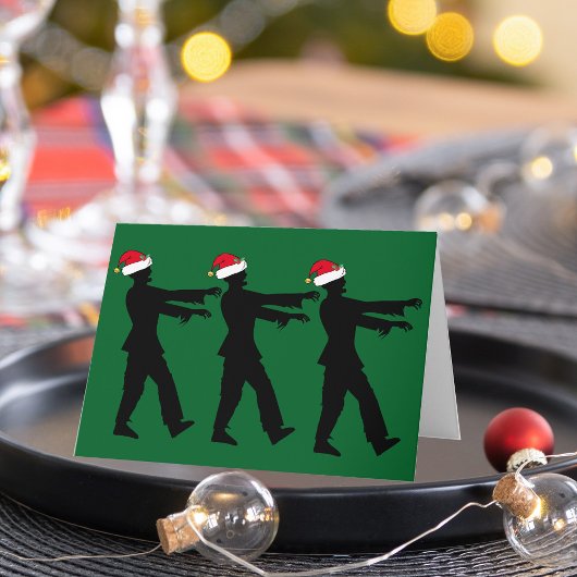 ゾンビサンタおもしろいグリーンクリスマスユーモア シーズンカード