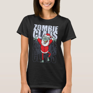 ゾンビサンタクロース クリスマスの季節 おもしろ 食べ過ぎ Tシャツ