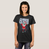 ゾンビサンタクロース クリスマスの季節 おもしろ 食べ過ぎ Tシャツ (正面フル)