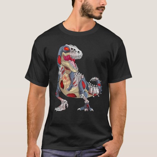 ゾンビザウルス ハロウィン ゾンビ スケルトン 恐竜 Tシャツ (正面)