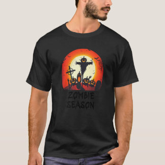 ゾンビシーズンの月明かりの怖い墓場 少年 Tシャツ