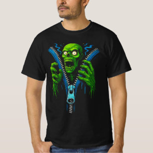 ゾンビジッパーイリュージョン 3D ホラー グラフィックTシャツ S Tシャツ