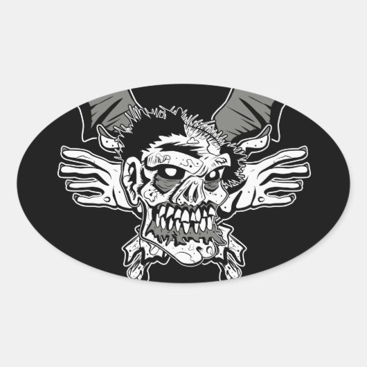 ゾンビステッカー 楕円形シール (正面)