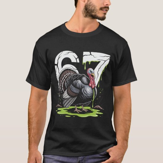 ゾンビターキー 67歳の誕生日感謝祭Tシャツ | E Tシャツ (正面)