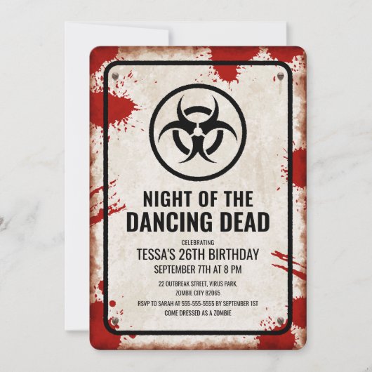 ゾンビダンスパーティーと血と風化したサイン 招待状 (正面)