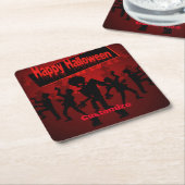 ゾンビダンスパーティーハッピーハローウィン スクエアペーパーコースター (アングル)