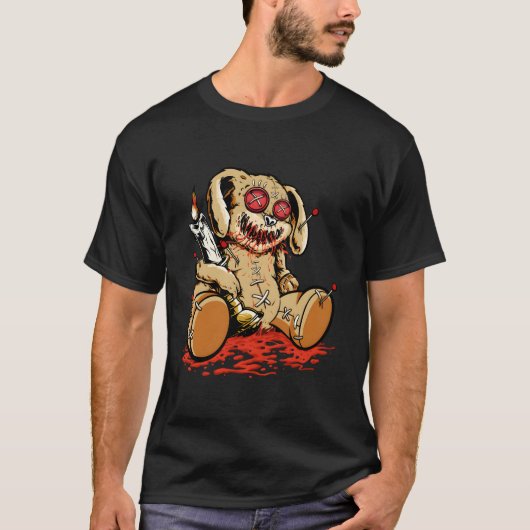 ゾンビテディベアドール 怖い 鍼治療 クリーピー Tシャツ (正面)