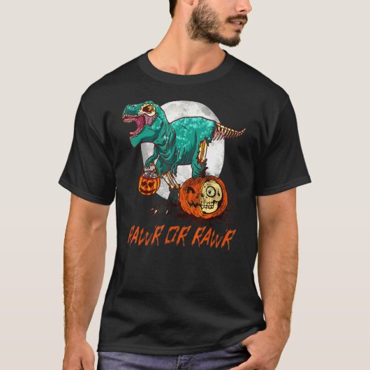 ゾンビディオナハロウィーンパンプキンムーンTレックスラー Tシャツ (正面)