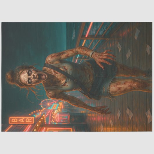 ゾンビネオンボードウォーク | ゴシック完全に死んでいなハロウィーン 薄葉紙 (正面)