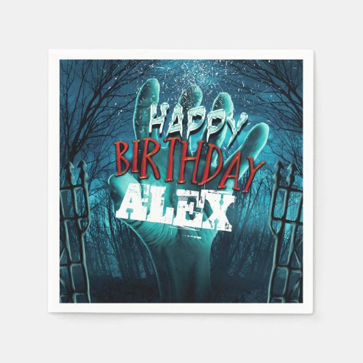 ゾンビハッピーバースデーパーティー スタンダードカクテルナプキン (正面)