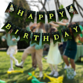 ゾンビハッピーバースデーボーイハロウィンモンスターズ バンティングフラッグ