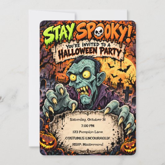 🧟♂️🎃ゾンビハロウィンパーティー招待状 👻 招待状 (正面)